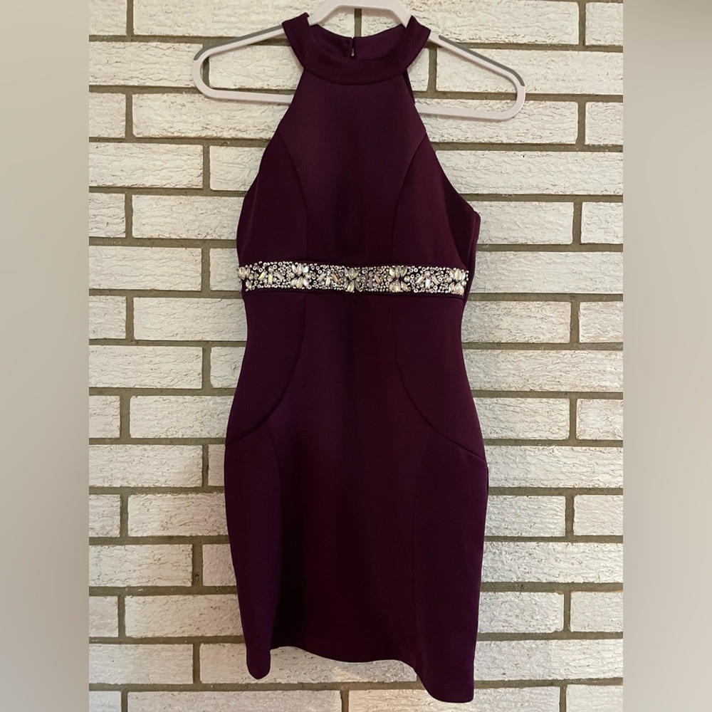 Plum halter neck mini dress size 0